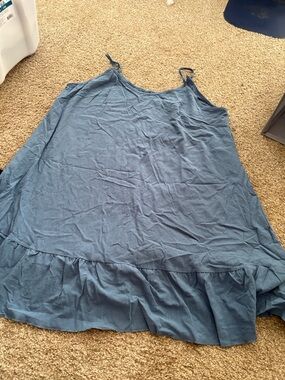 Blue Ruffle Hem Spaghetti Strap Dress